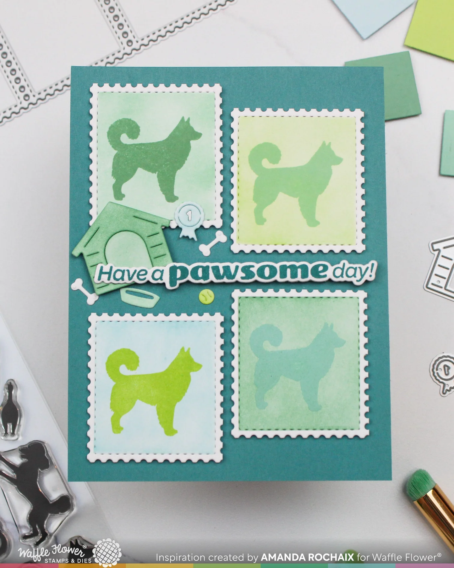 Waffle Flower - Postage Collage - Dog Silhouettes Stamp Set
