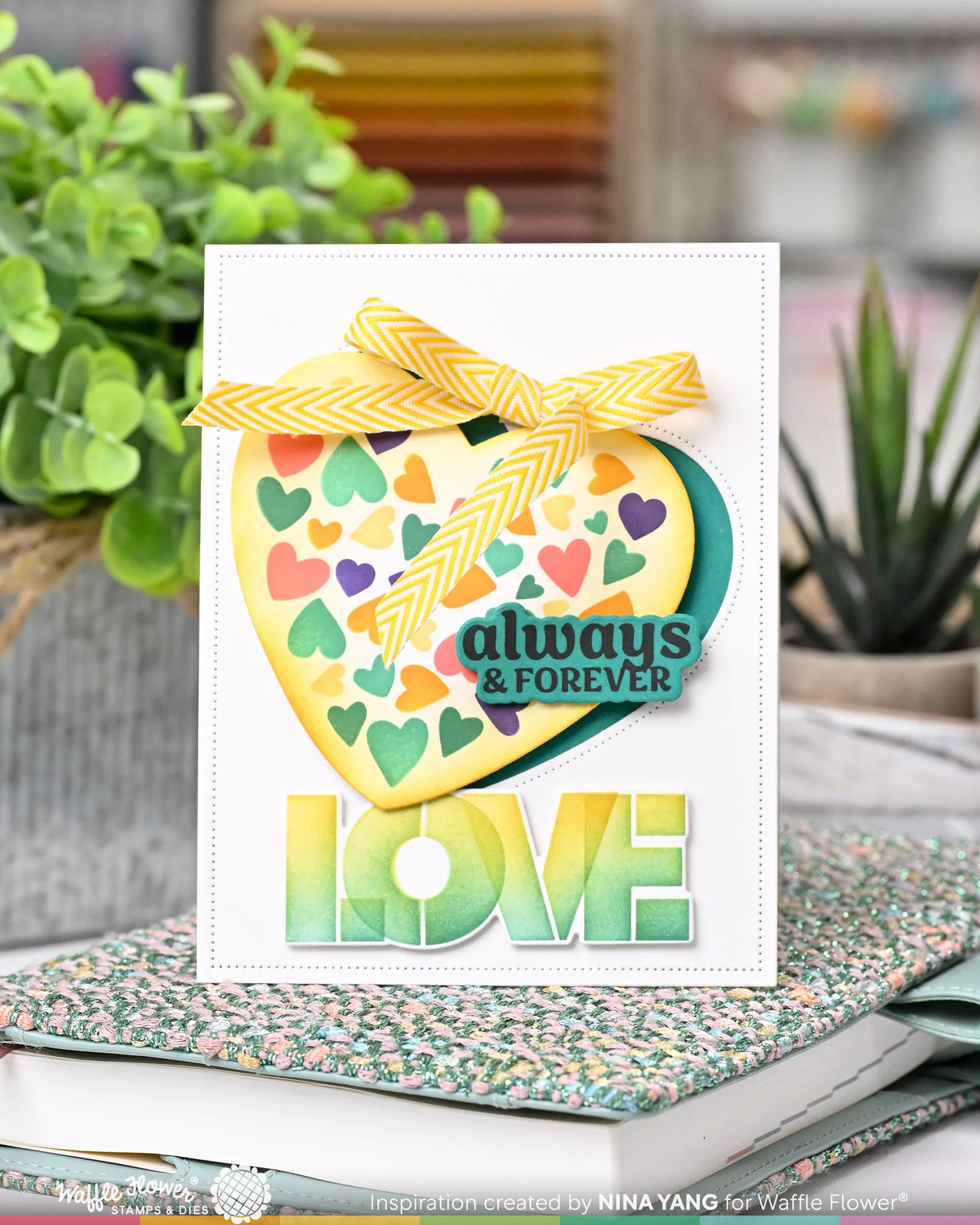 Waffle Flower - Inlaid Hearts Die-n-stencil Bundle
