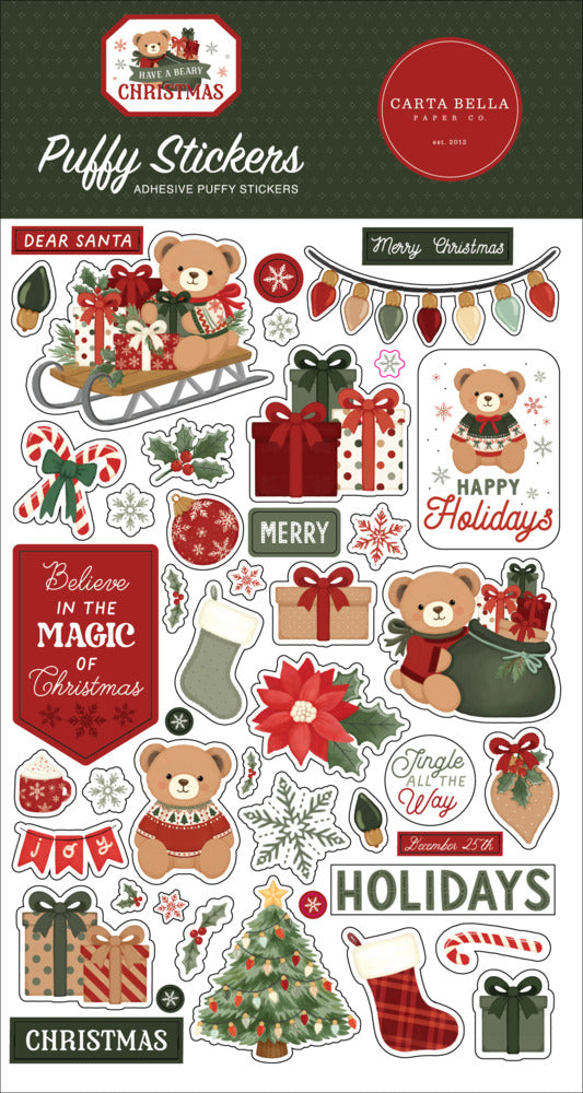 Carta Bella - Have a Beary Christmas - Puffy Stickers