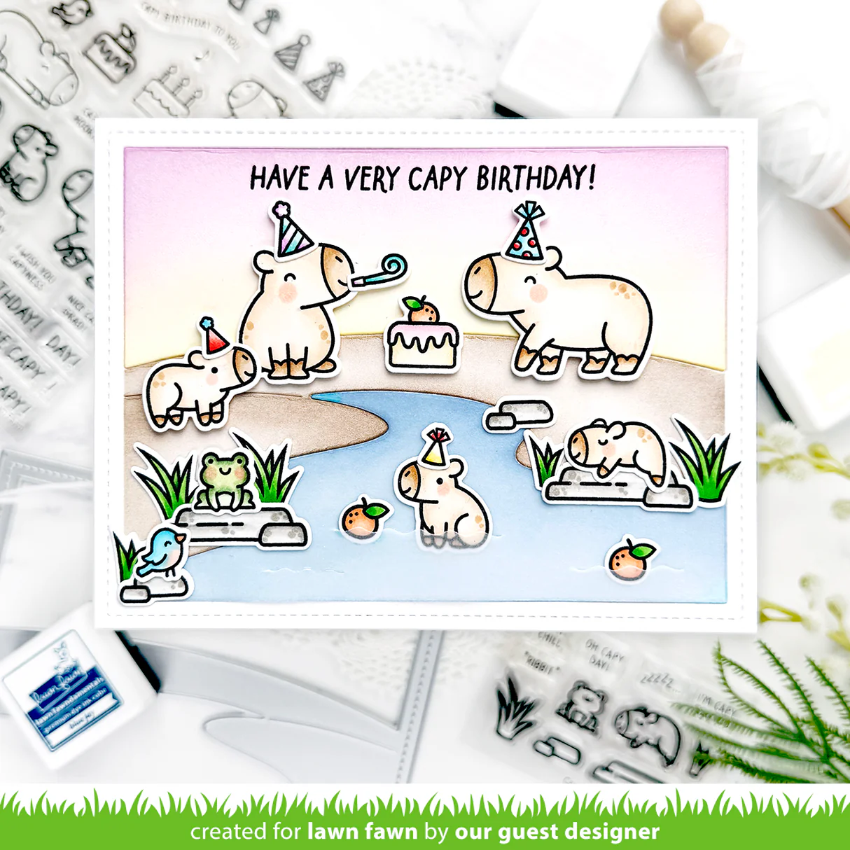 Lawn Fawn - Capybaras! Stamp, Die & Stencil Bundle