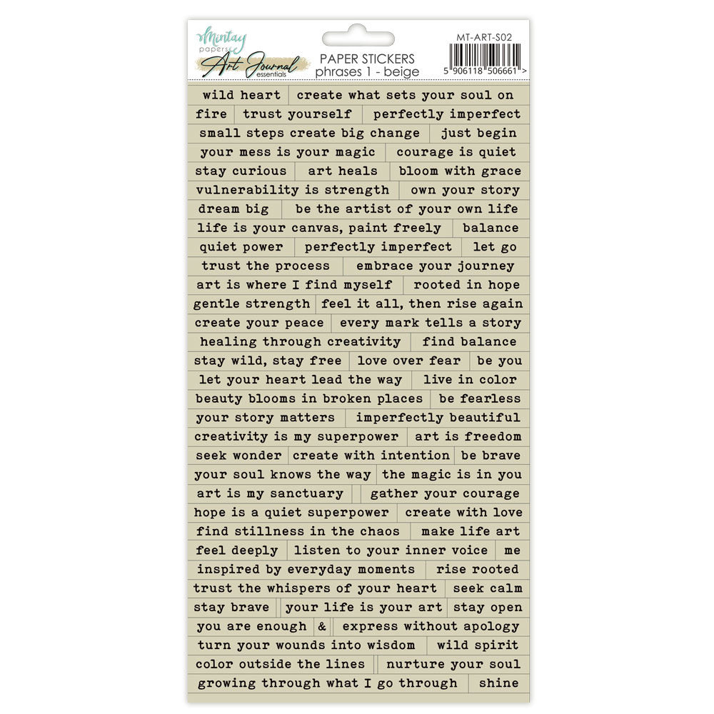 Mintay - Art Journal Paper Stickers - Phrases 1: Beige