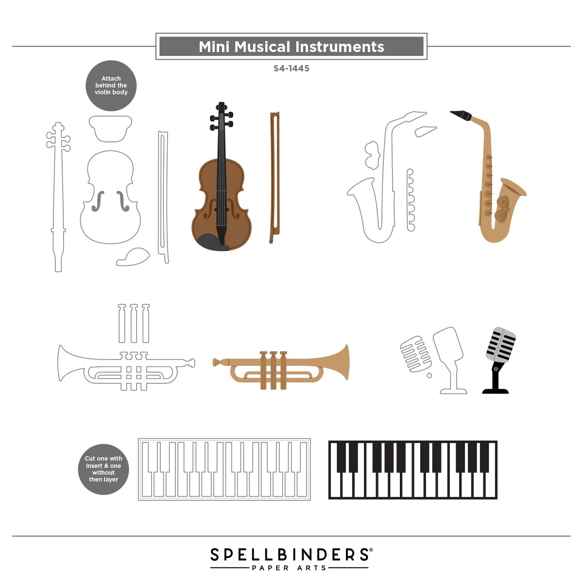Spellbinders - Mini Musical Instruments Die Set