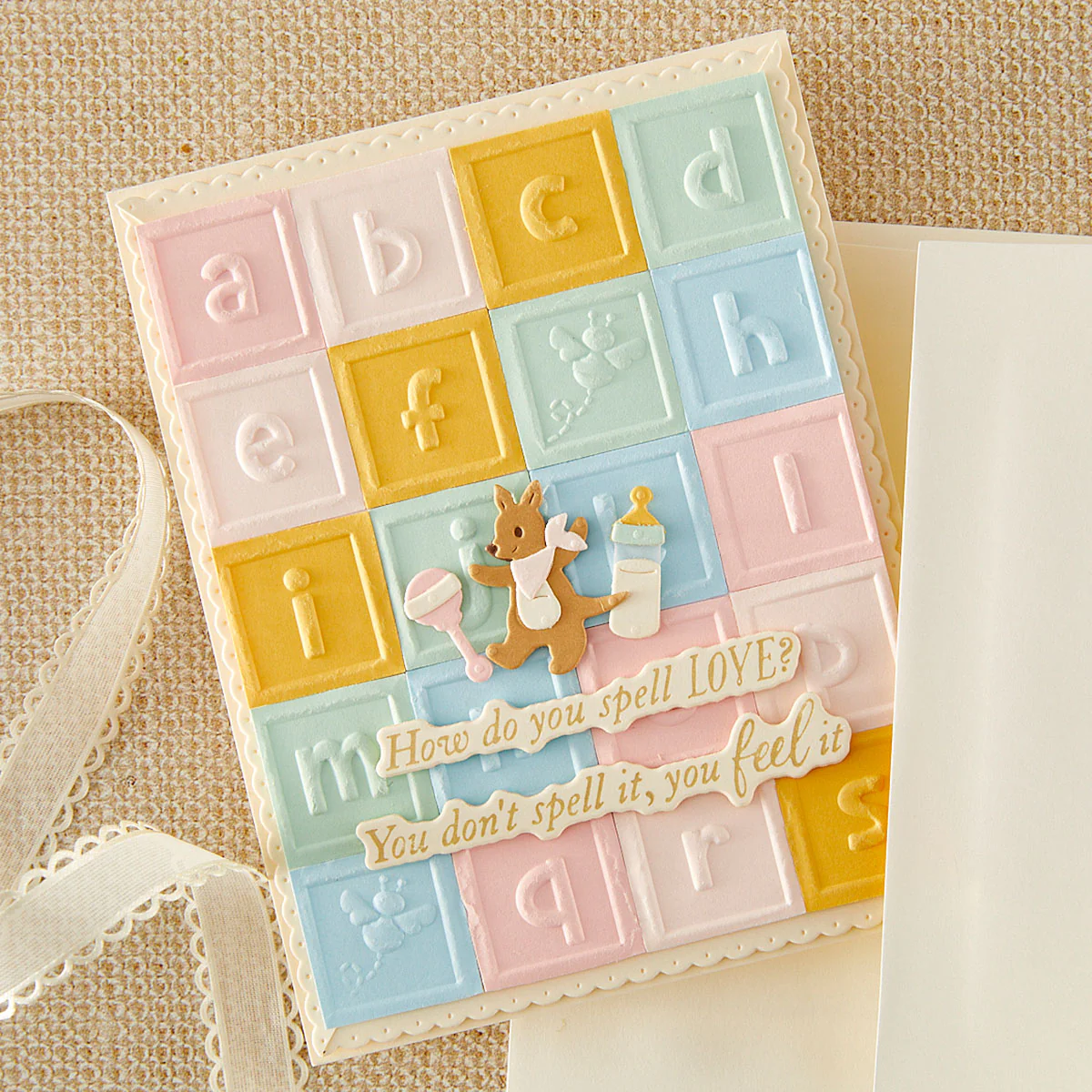 Spellbinders - 3D Embossing Folder - Classic Pooh Baby Blocks with Simple Stories