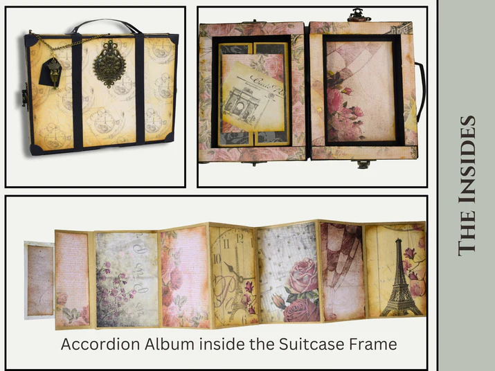CrafTreat - Blank Precut Album Base - Accordion Suitcase: Black & Kraft