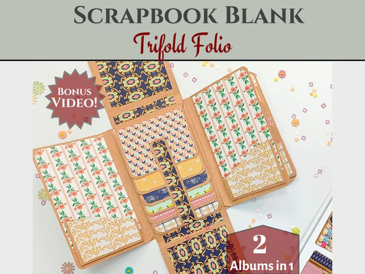 CrafTreat - Blank Precut Album Base - TriFold Folio Wallet: Black & Kraft
