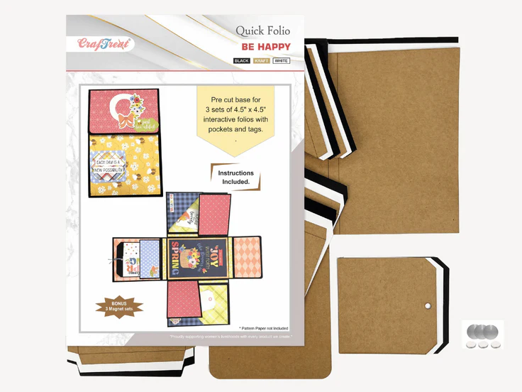 CrafTreat - Blank Quick Folio - Be Happy Folio 3 in 1