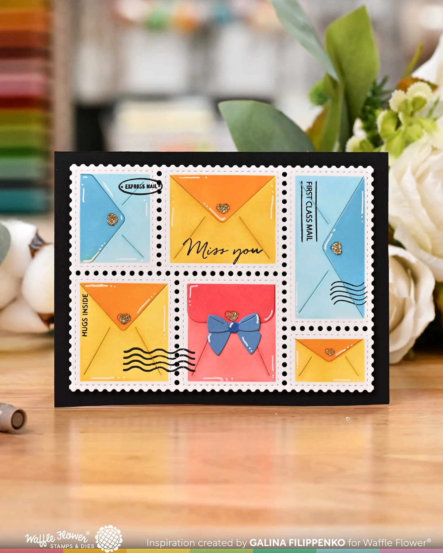 Waffle Flower - Postage Collage - Envelope Stencil