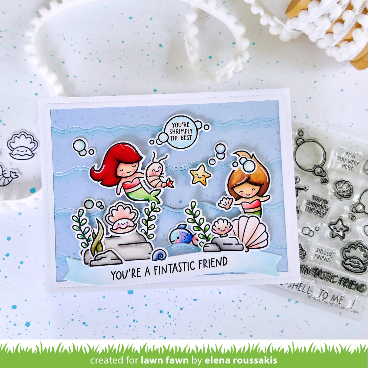 Lawn Fawn - Shello, Friend Stamp, Die & Stencil Bundle
