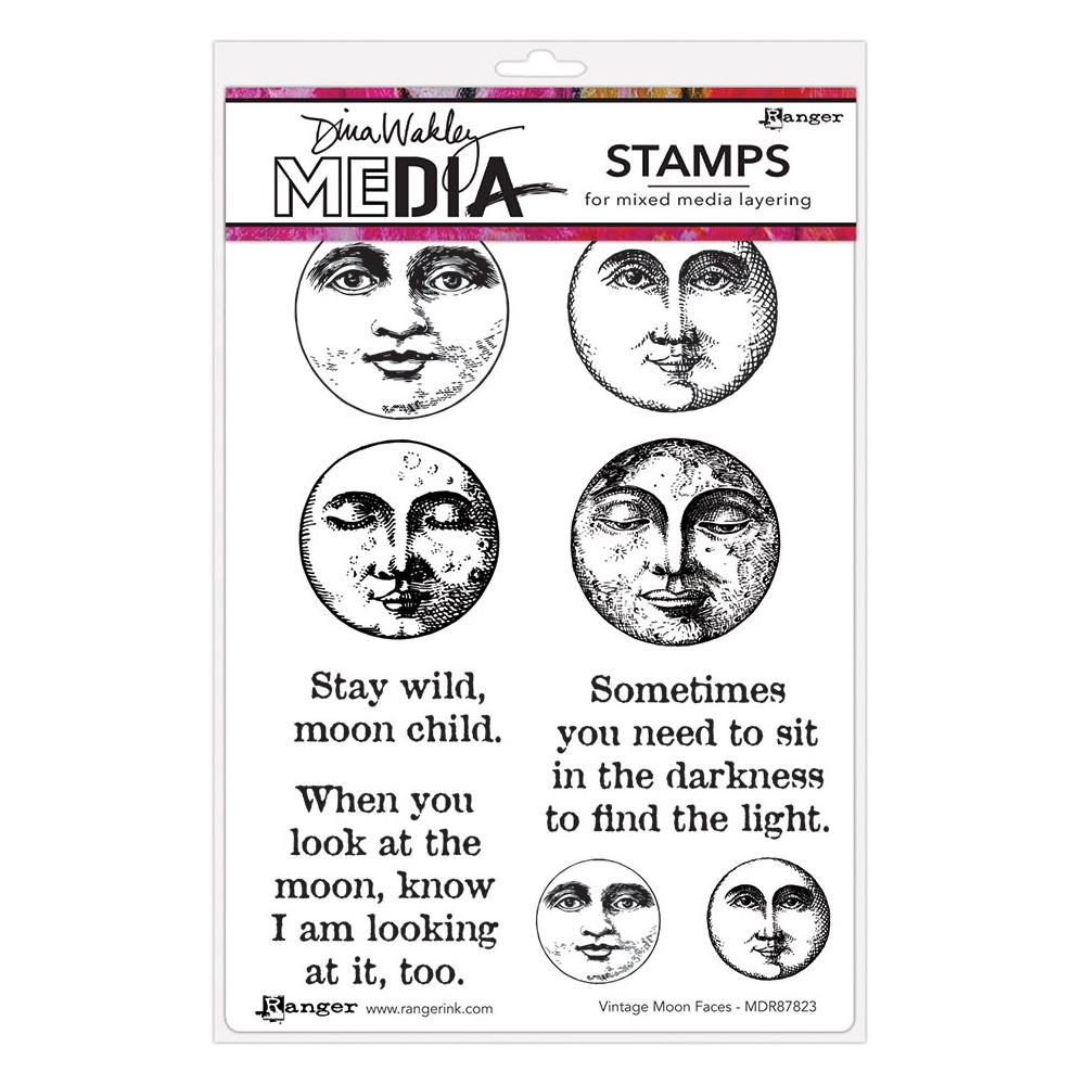 Dina Wakley - Vintage Moon Faces Stamp Set