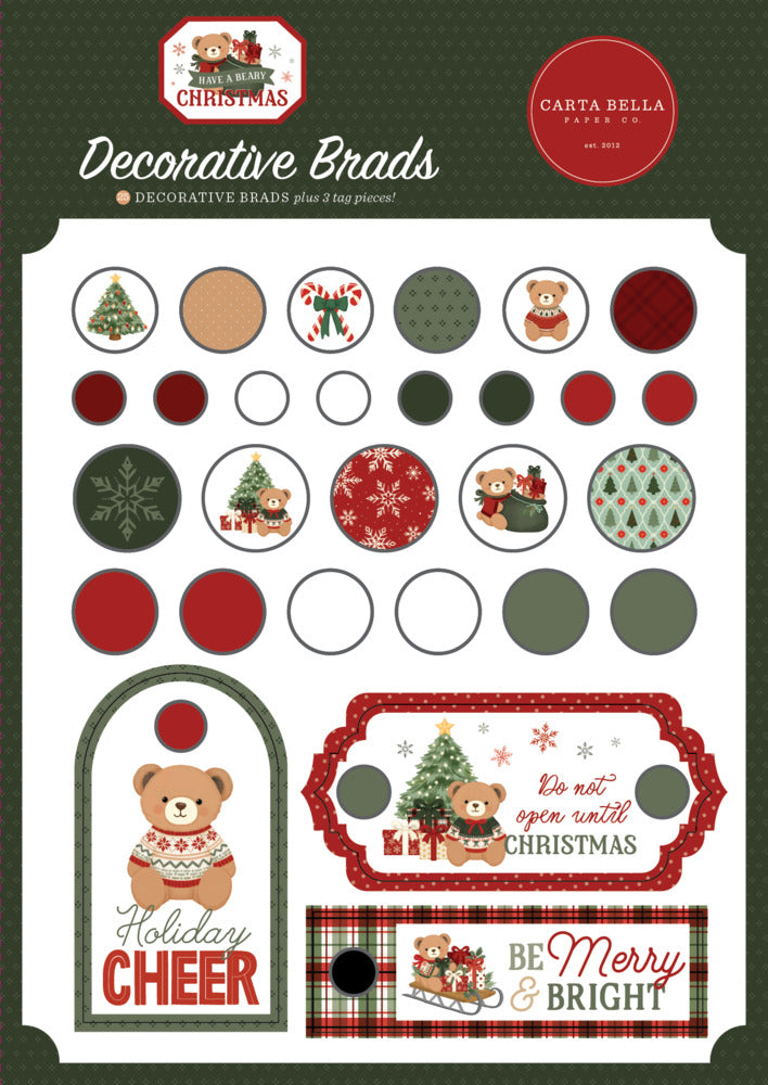 Carta Bella - Have a Beary Christmas - Decorative Brads
