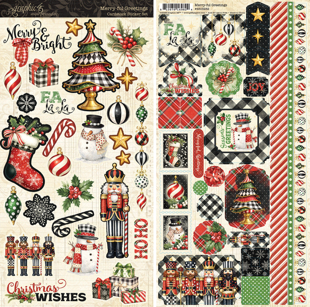 Graphic 45 - Merry-ful Greetings - Sticker Sheet