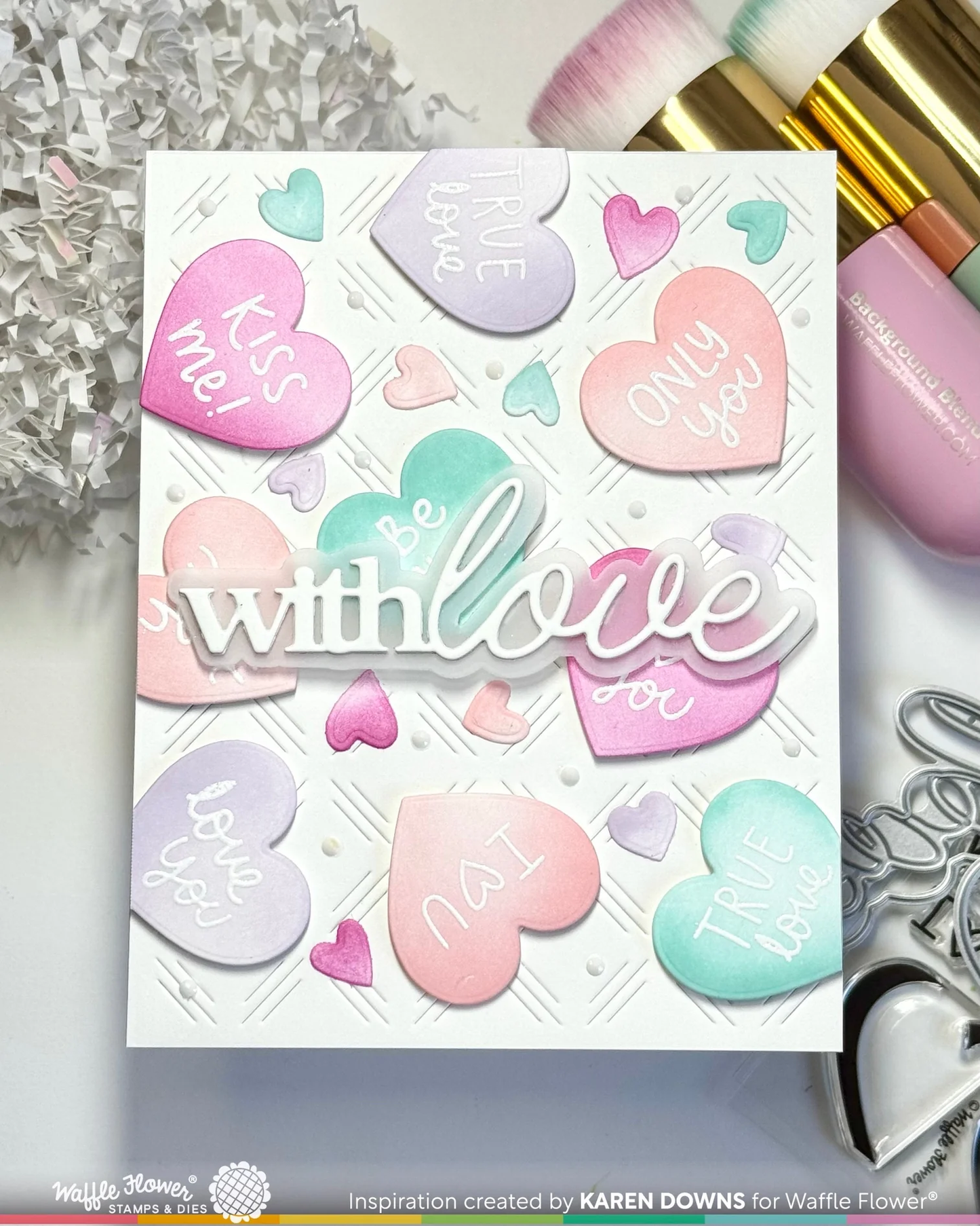 Waffle Flower - With Love Word Die Set