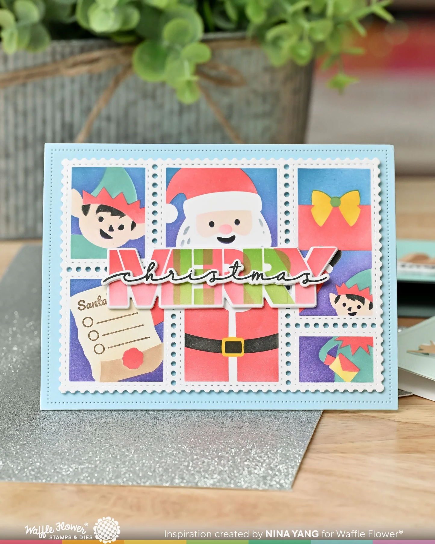 Waffle Flower - Postage Collage - Dear Santa Stencil Set
