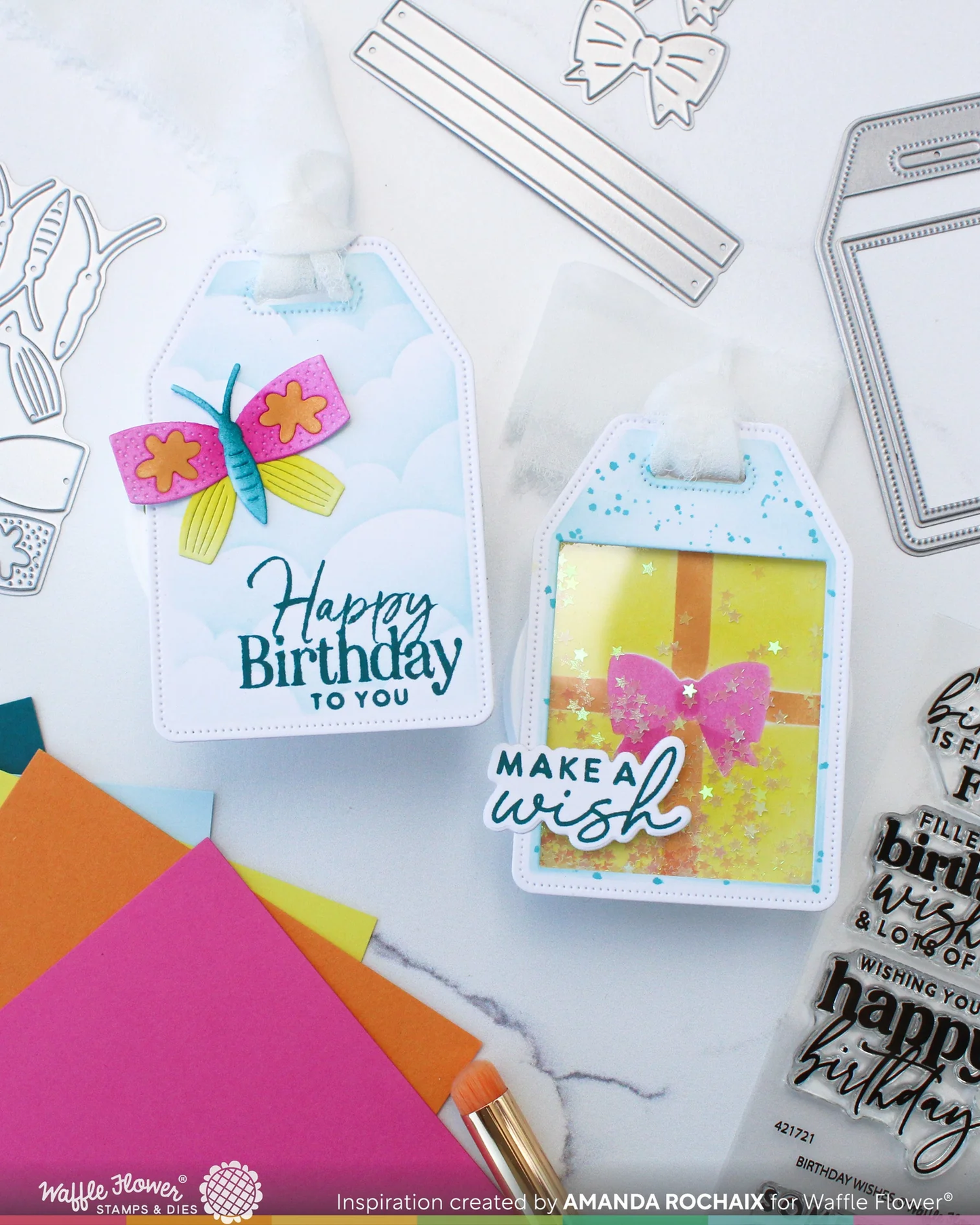 Waffle Flower - Nesting Piercing Tags Die-n-Stencil Set