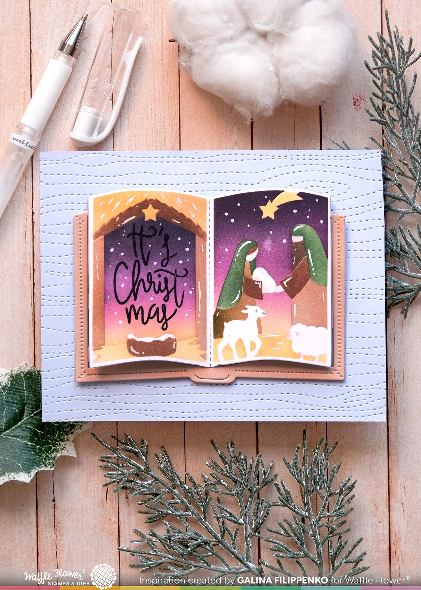 Waffle Flower - Open Book Nativity Stencil Set