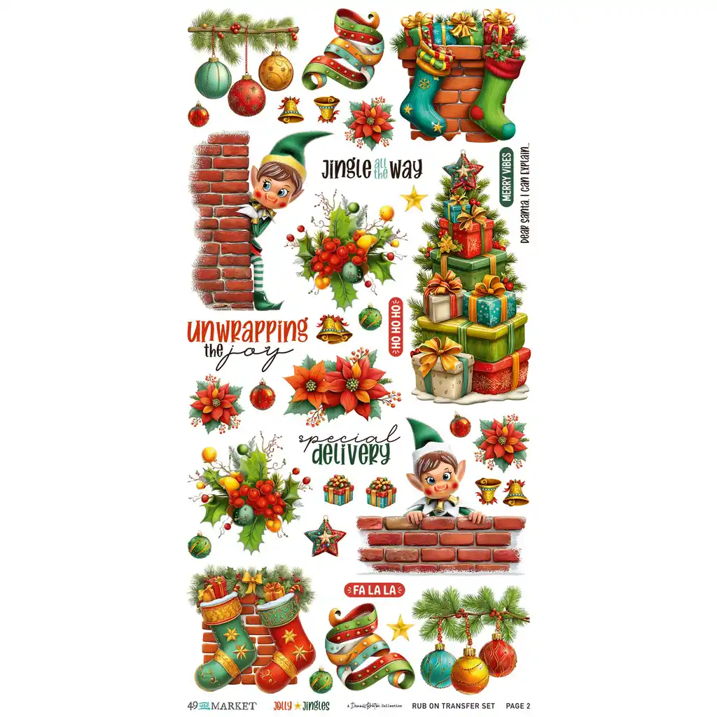 49 and Market - Jolly Jingles - Rub-on Transfer Set