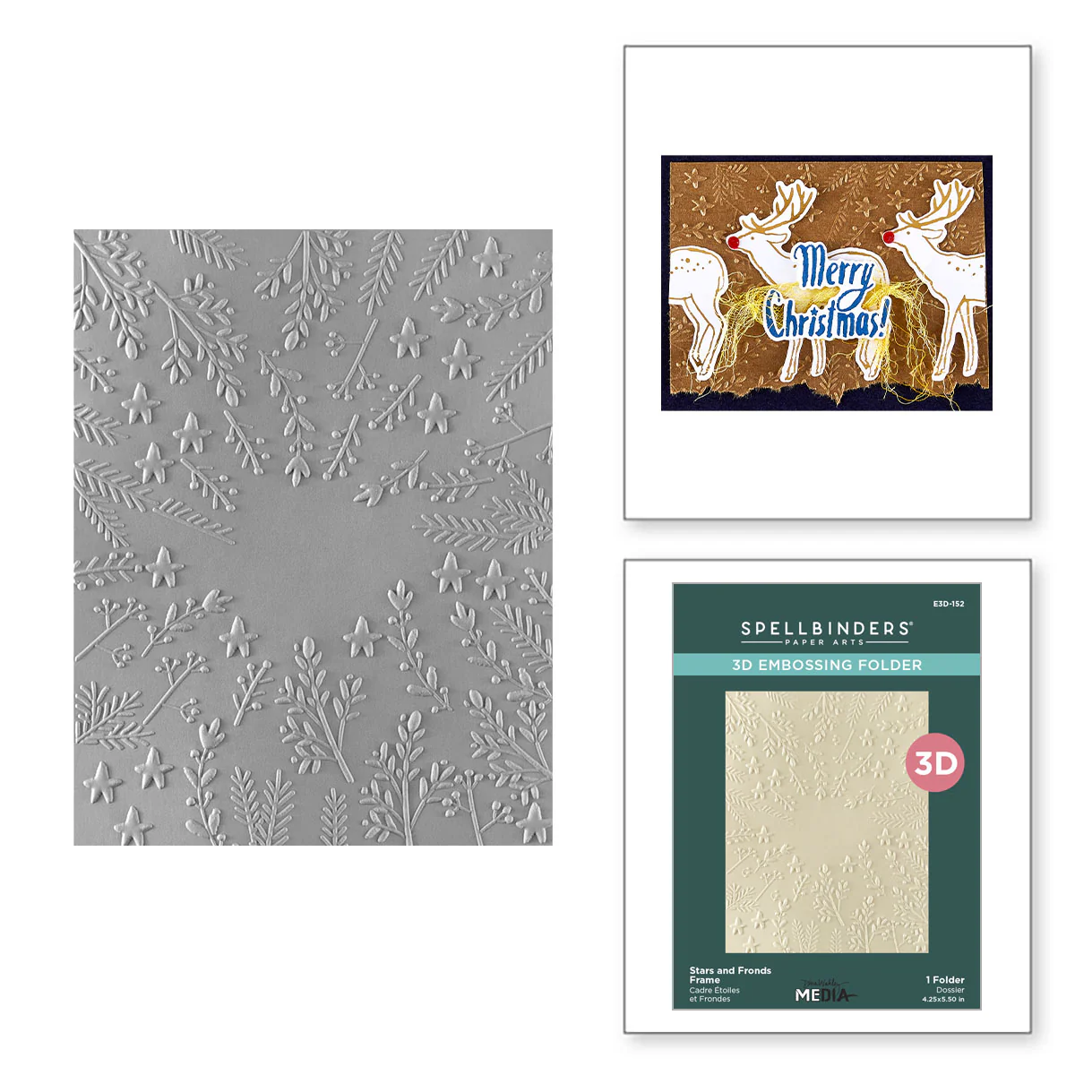 Spellbinders - 3D Embossing Folder - Stars and Fronds Frame