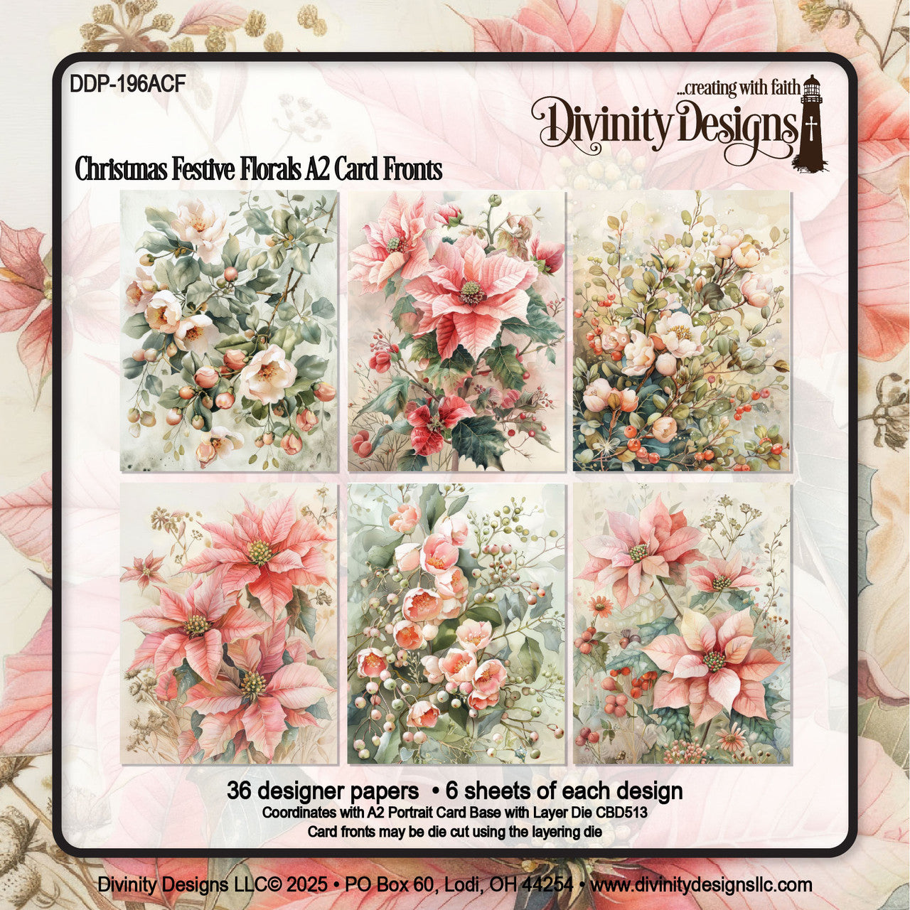 Divinity Designs - A2 Card Fronts - Christmas Festive Florals