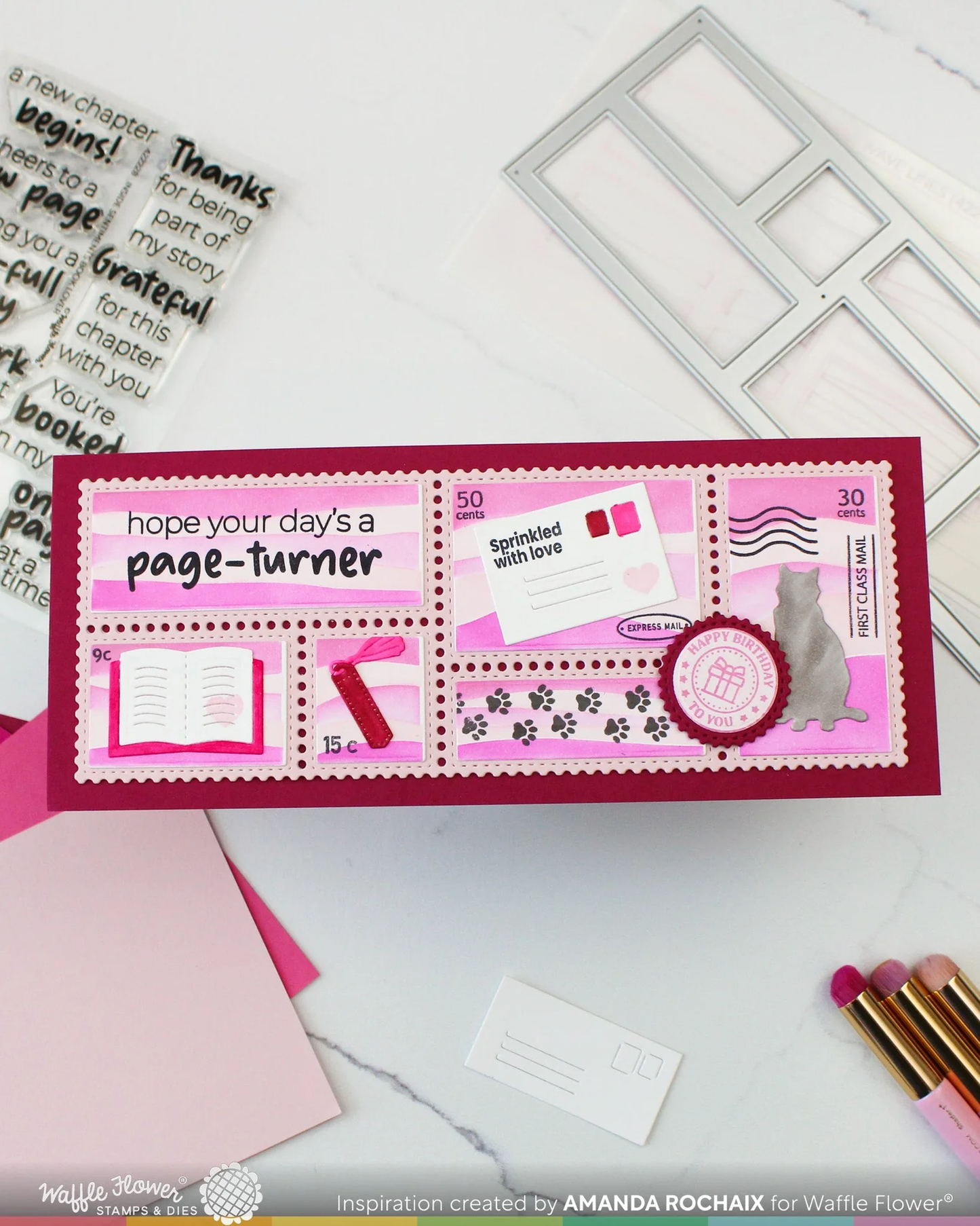 Waffle Flower - Postage Collage - Slimline Inner Blocks Stencil