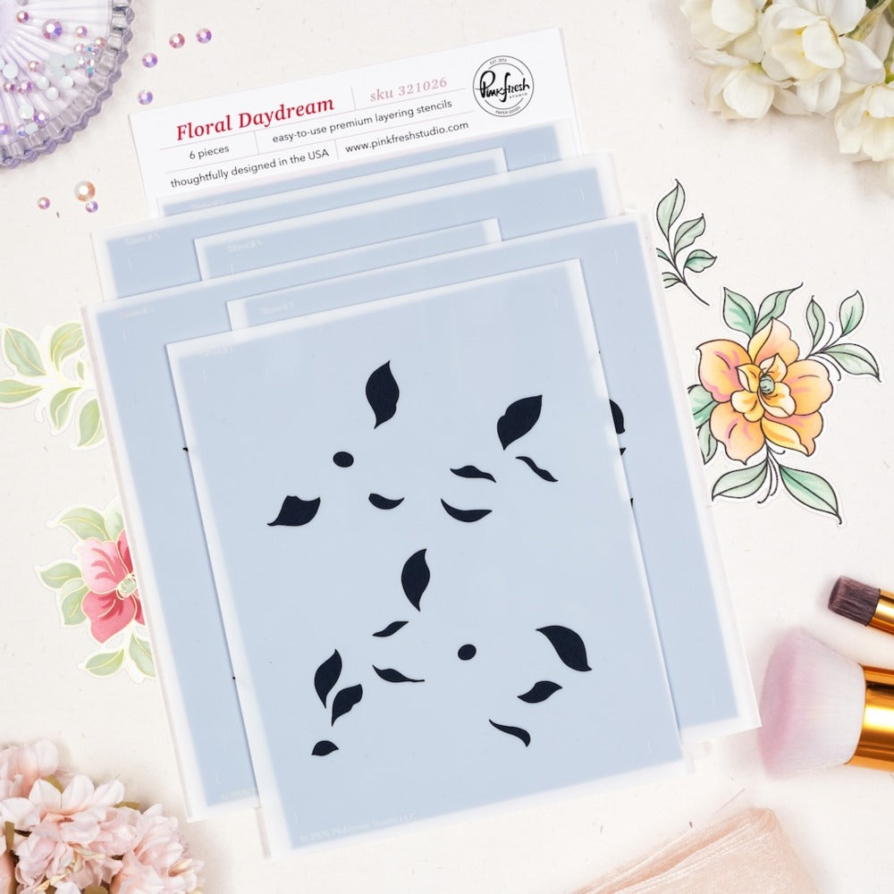 Pinkfresh - Floral Daydream Stamp, Die & Stencil Bundle