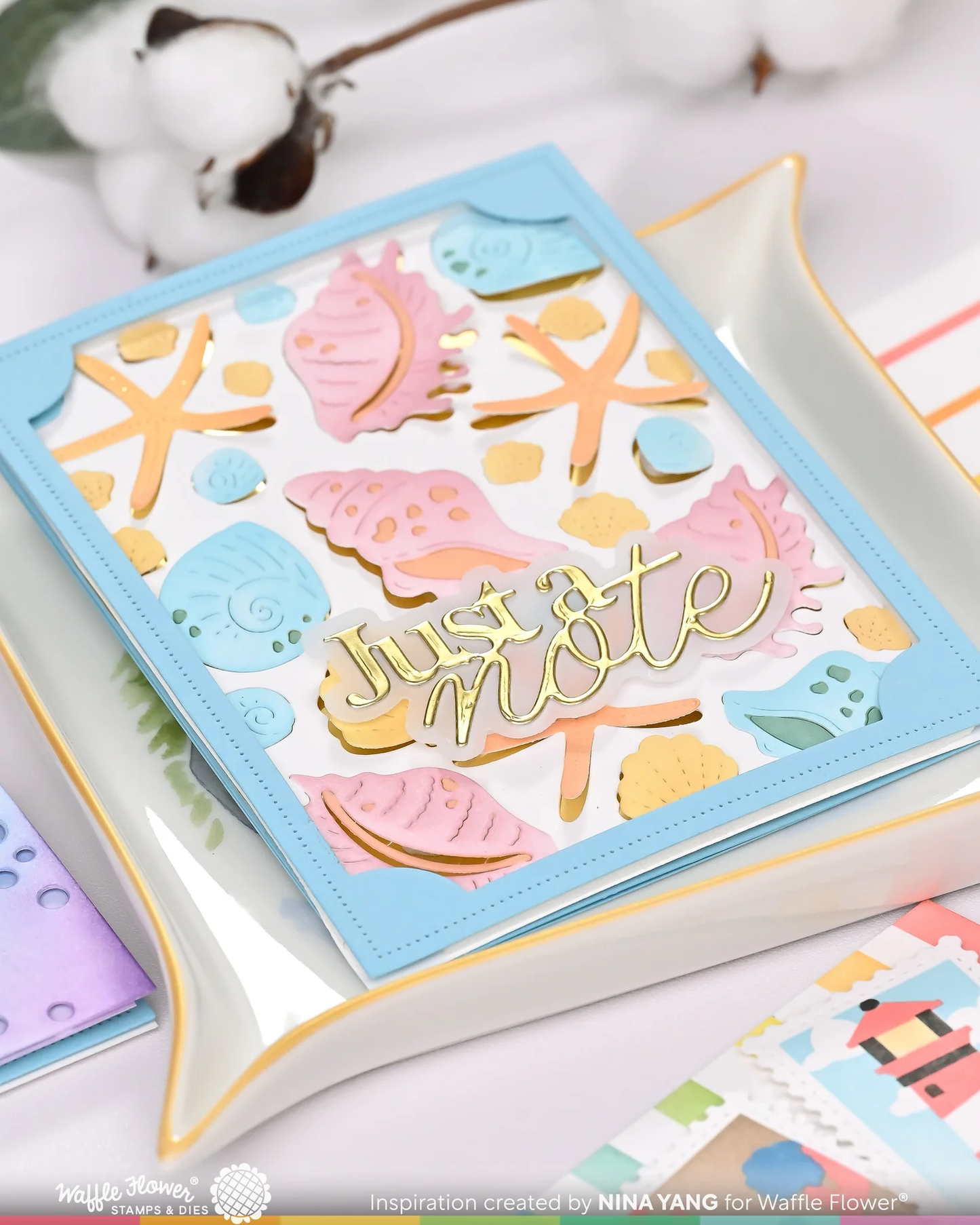 Waffle Flower - Seashell Texture Die & Stencil Bundle