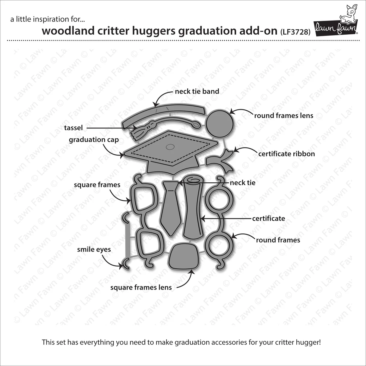Lawn Fawn - Woodland Critter Huggers Graduation Die Set