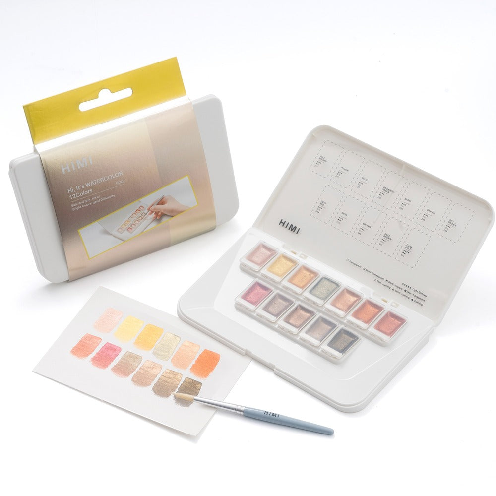 HIMI - Solid Watercolor Paint Set - Gold Metallic Edition