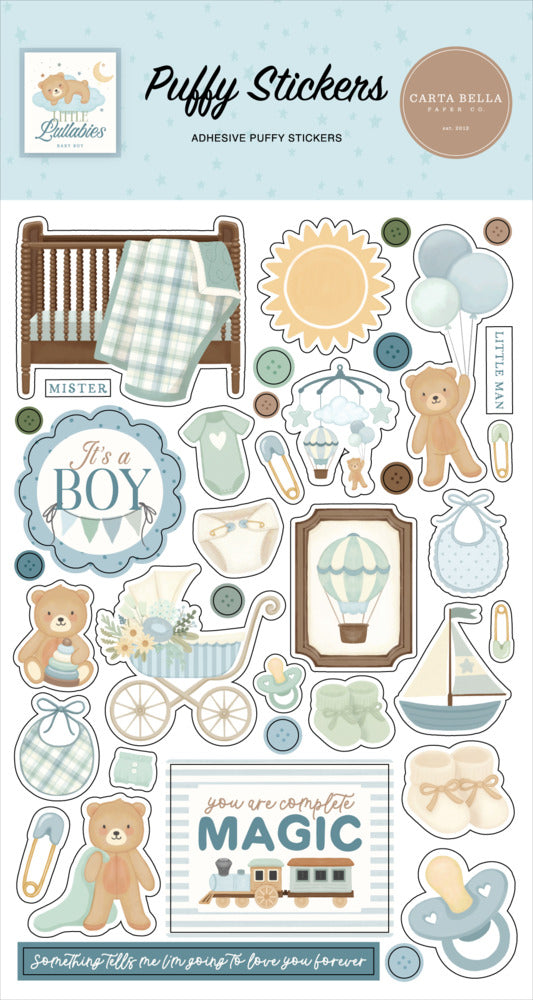 Carta Bella - Little Lullabies Baby Boy - Puffy Stickers