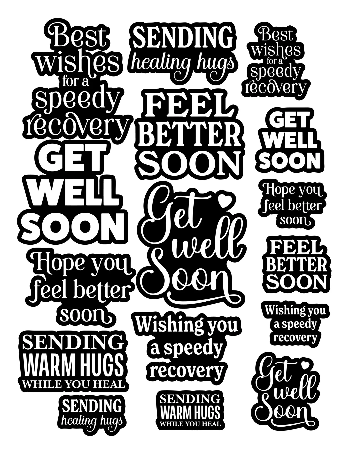 Simply Stated - Ephemera Pack - Get Well Soon Reverse Sentiments