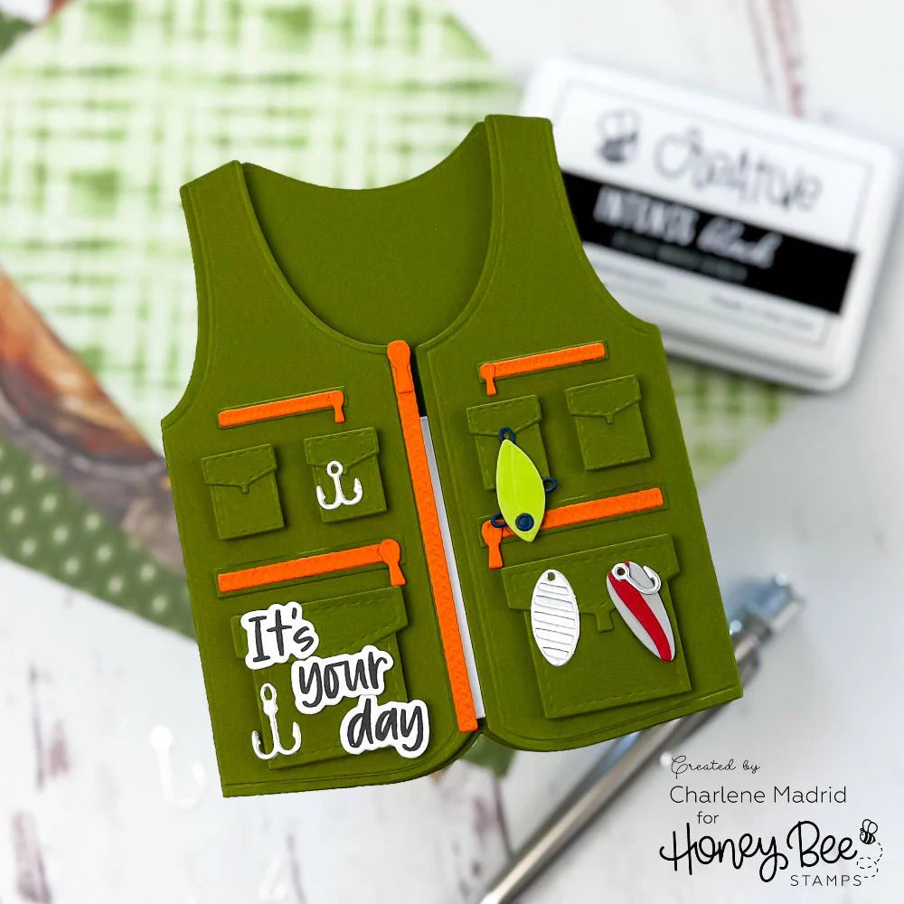 Honey Bee - Lovely Layers: Fishing Vest A2 Card Base Die Set