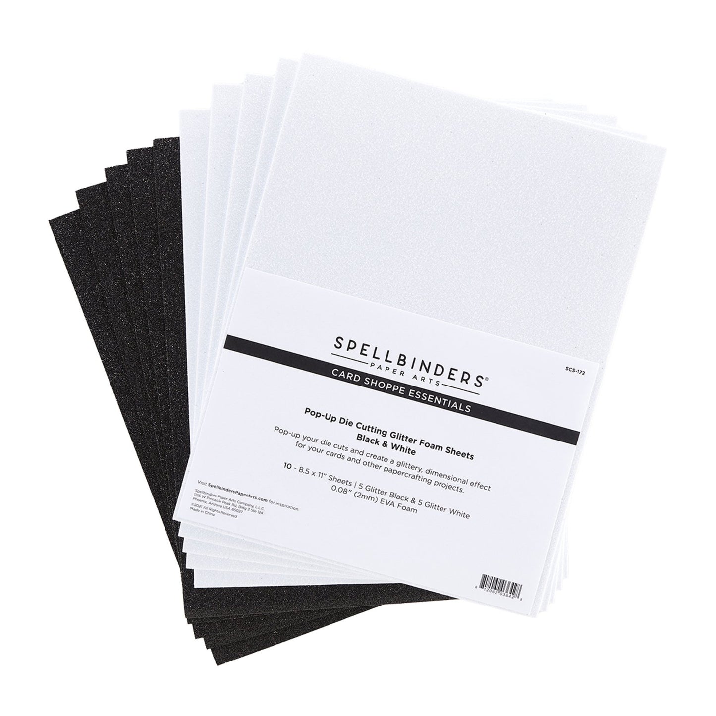 Spellbinders - Pop-Up Glitter Foam - Black & White