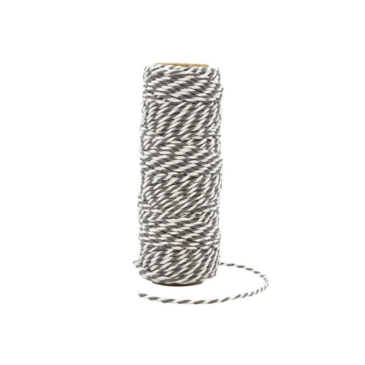 Craft Perfect - Striped Bakers Twine - Pewter Grey