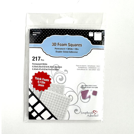 Scrapbook Adhesives - Thick 3D Foam Squares Variety Pack - White