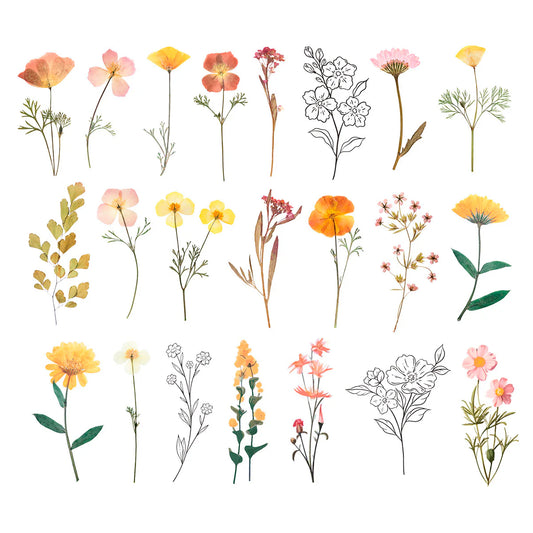 Rosie's Studio - Golden Afternoon - PVC Floral Stickers