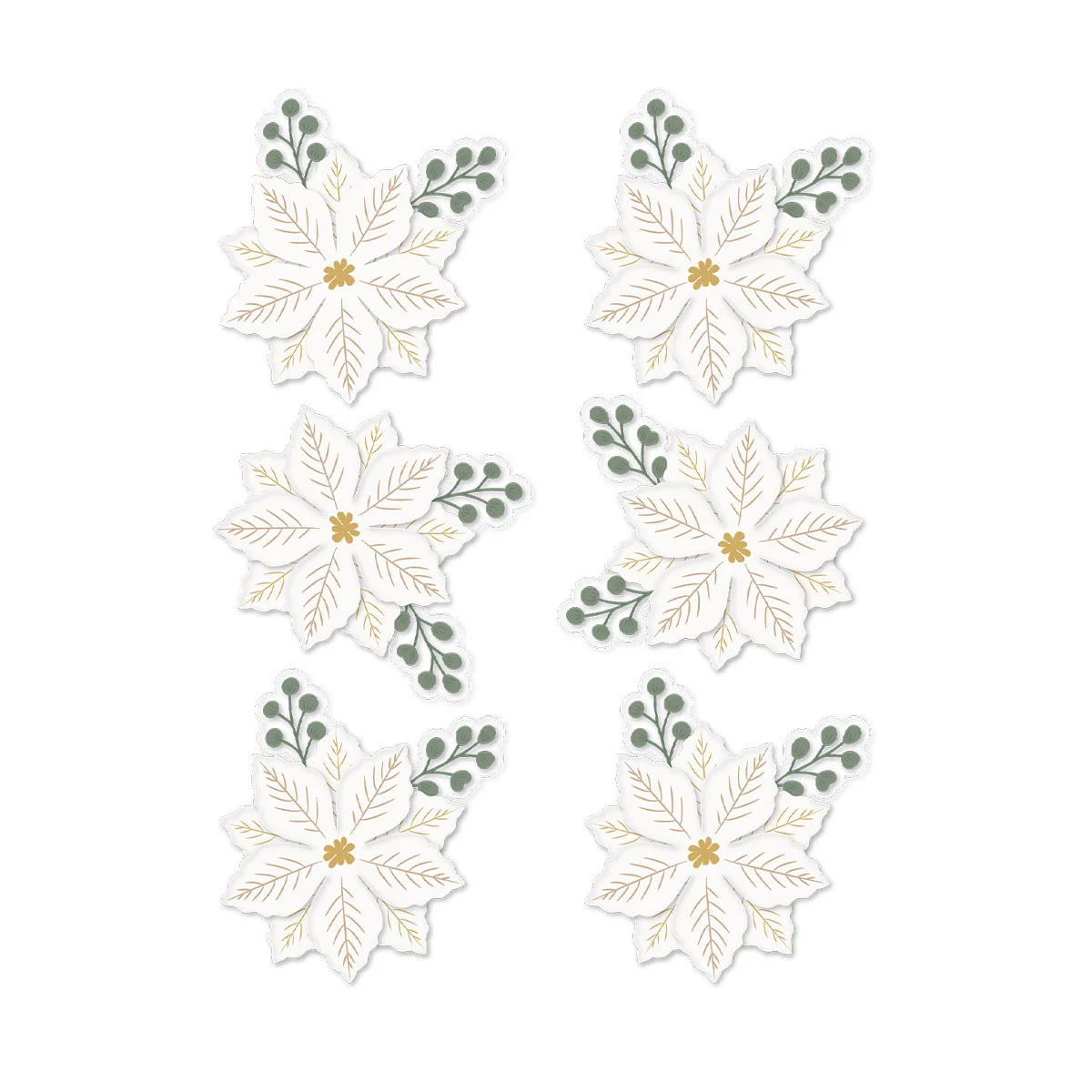 Rosie's Studio - Sleigh Bells Ring - Dimensional Acetate Stickers: Gold Poinsettias