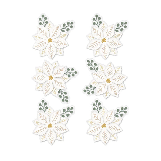 Rosie's Studio - Sleigh Bells Ring - Dimensional Acetate Stickers: Gold Poinsettias