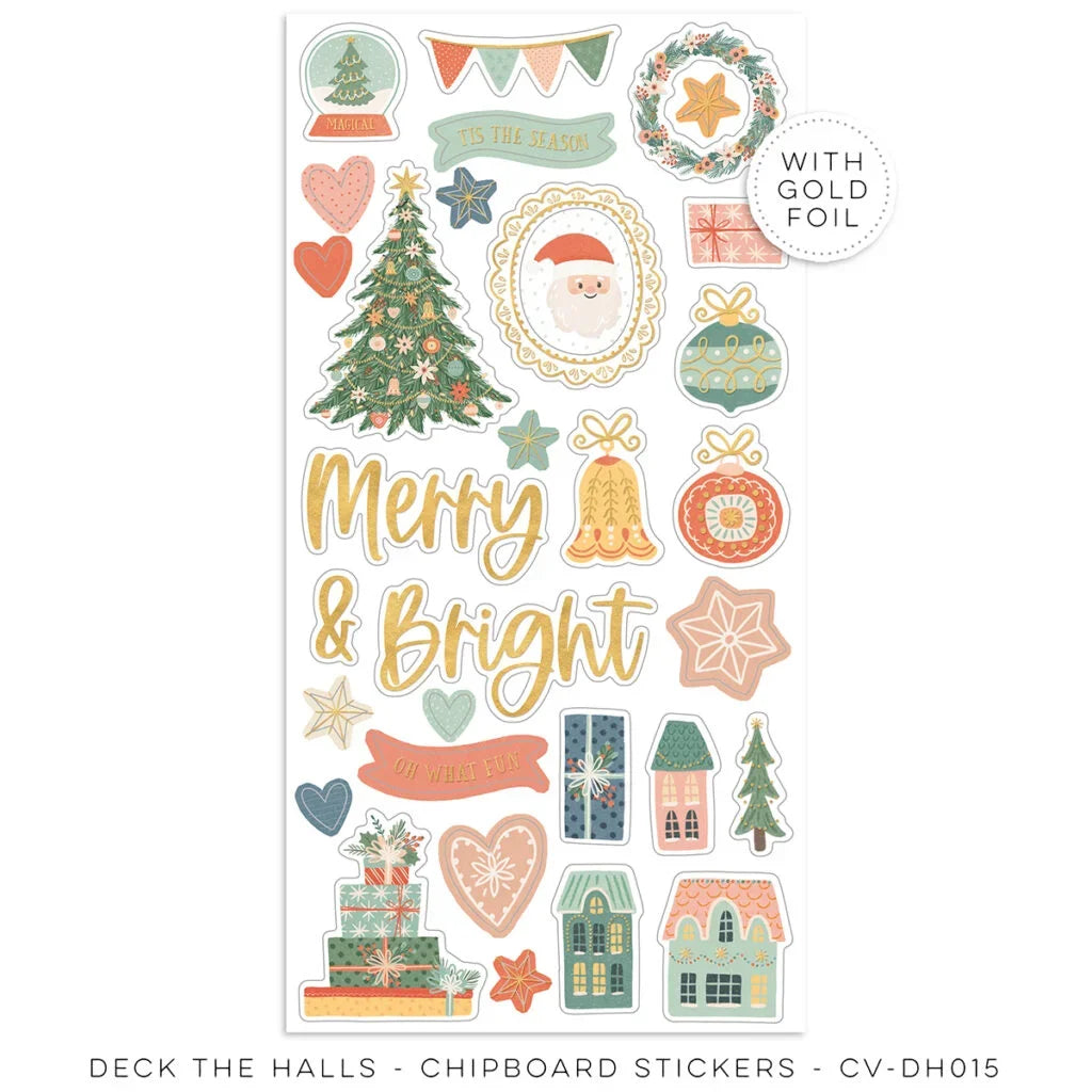 Cocoa Vanilla - Deck The Halls - Chipboard Stickers