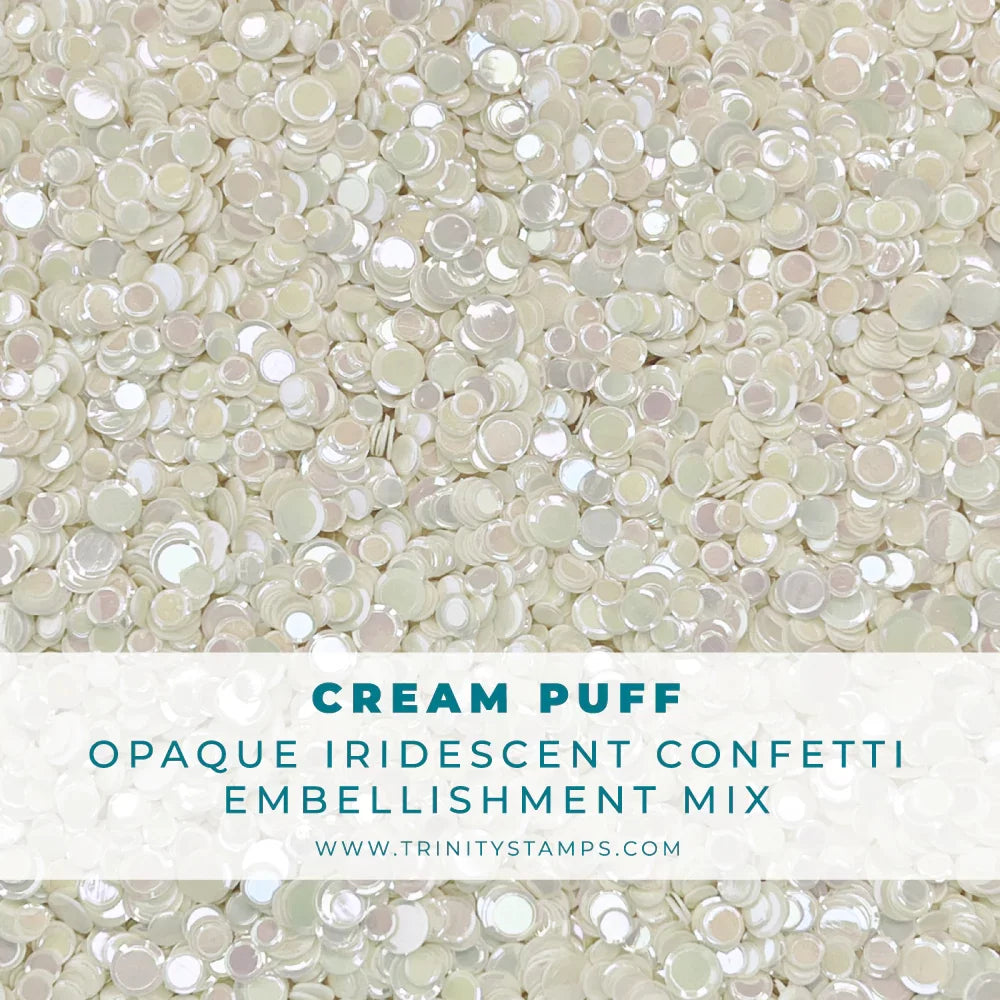 Trinity Stamps - Cream Puff Opaque Iridescent Confetti Embellishment Mix