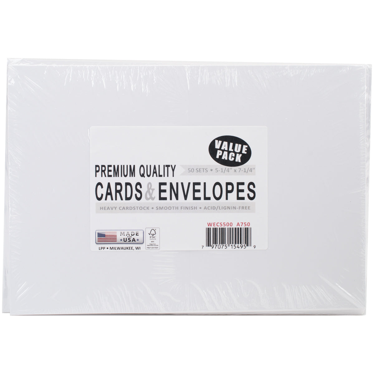 Leader - A7 Greeting Cards W/Envelopes - White