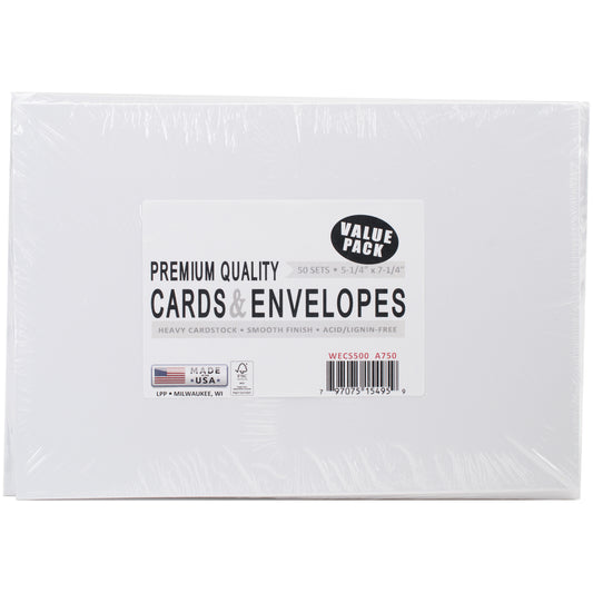 Leader - A7 Greeting Cards W/Envelopes - White