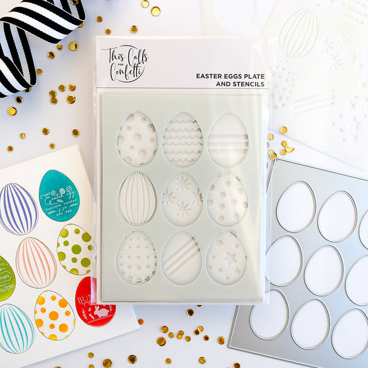 This Calls for Confetti - Egg-cellent A2 Cover Die & Stencil Bundle