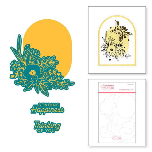 Spellbinders - Glimmer of the Month - Illustrated Floral & Solid Foil Plate & Die Bundle