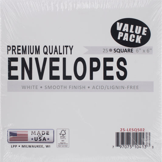 Leader - 6x6 Envelopes White - 25pk