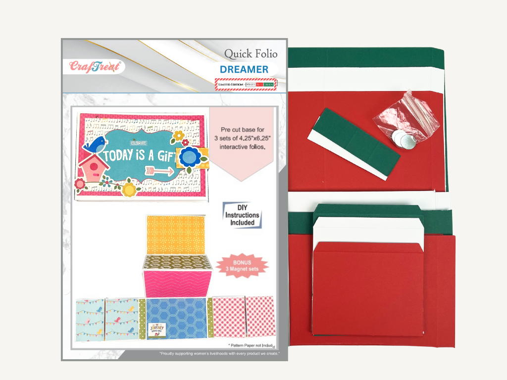 Craftreat - Blank Quick Folio - Dreamer: Red, Green & White - Crafters Home Exclusive