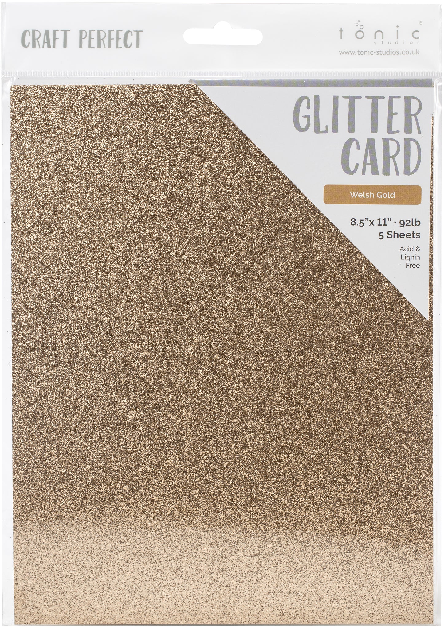 Craft Perfect - Glitter Cardstock - Welsh Gold