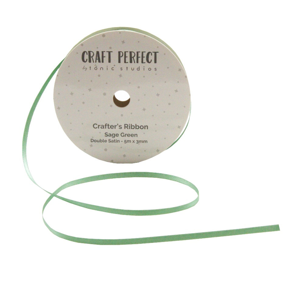 Craft Perfect - Double Face Satin Ribbon - Sage Green