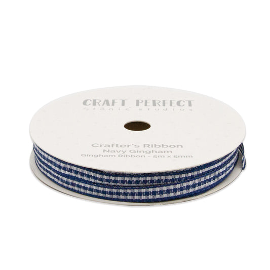 Craft Perfect - Gingham Ribbon - Navy