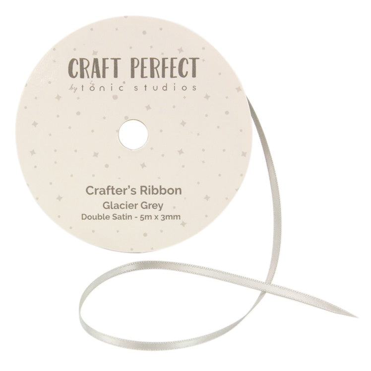 Craft Perfect - Double Face Satin Ribbon - Glacier Grey