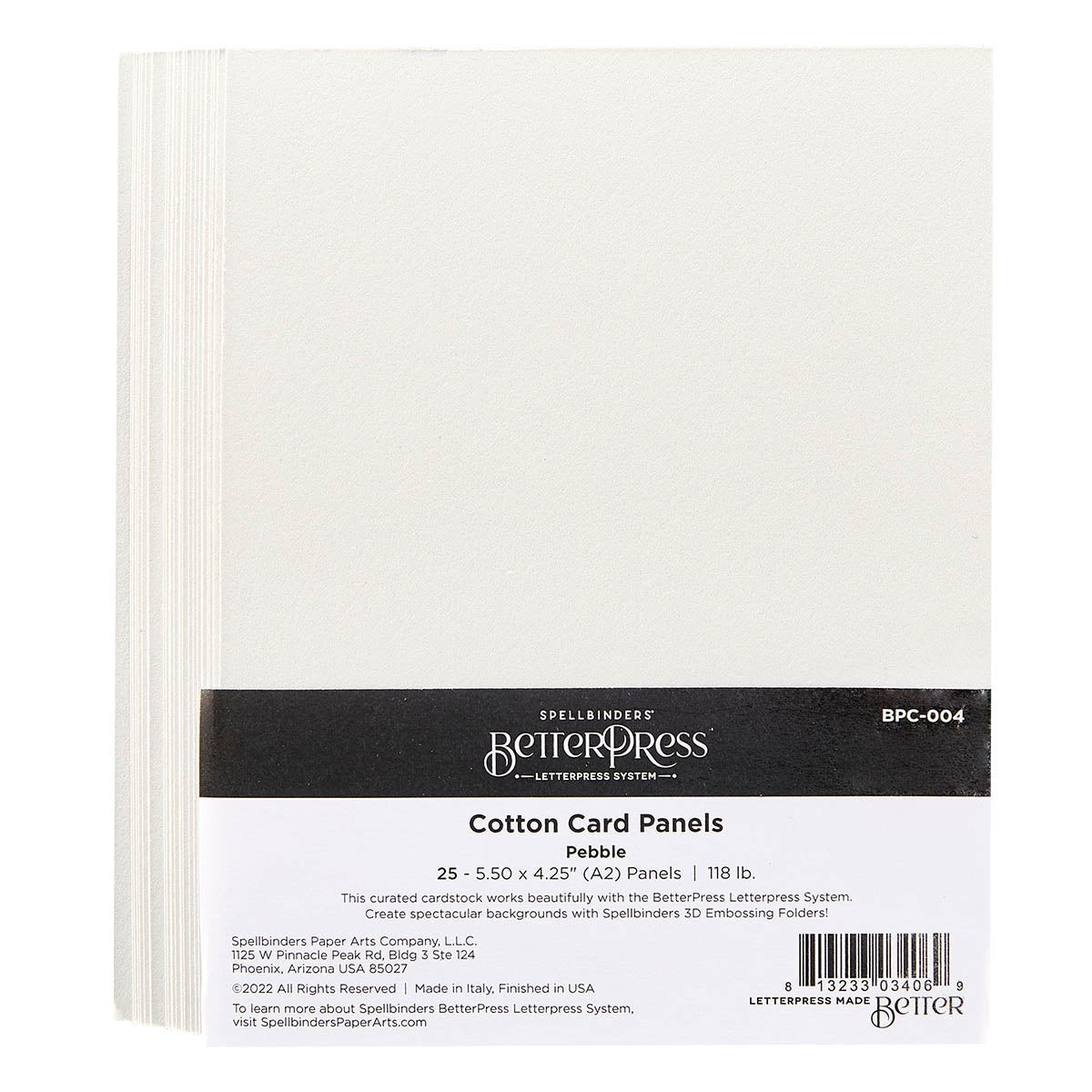 Spellbinders - BetterPress - A2 Cotton Card Panels: Pebble