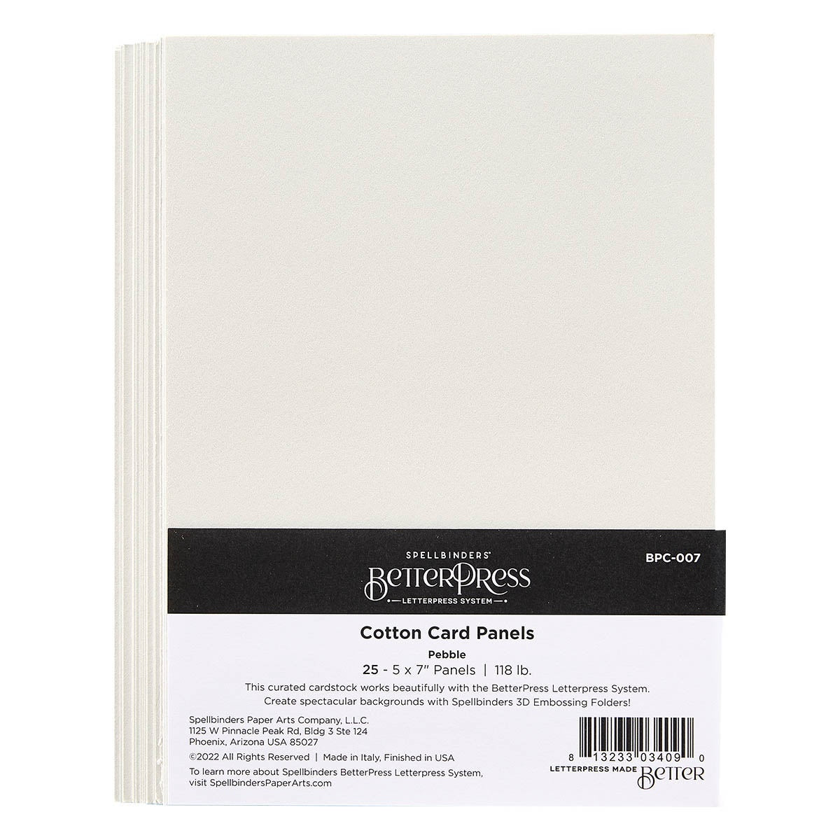 Spellbinders - BetterPress - 5x7 Cotton Card Panels: Pebble